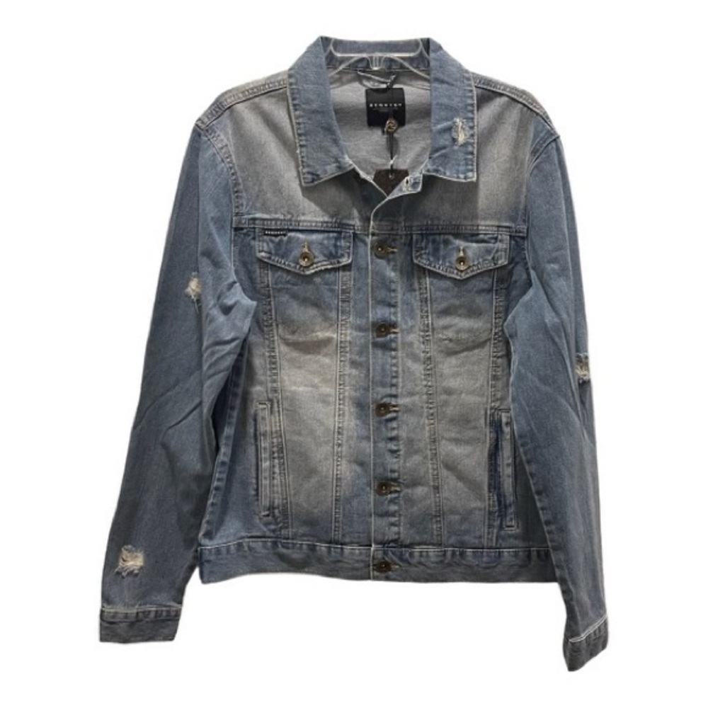 Request Distressed Denim Jacket Size Medium New